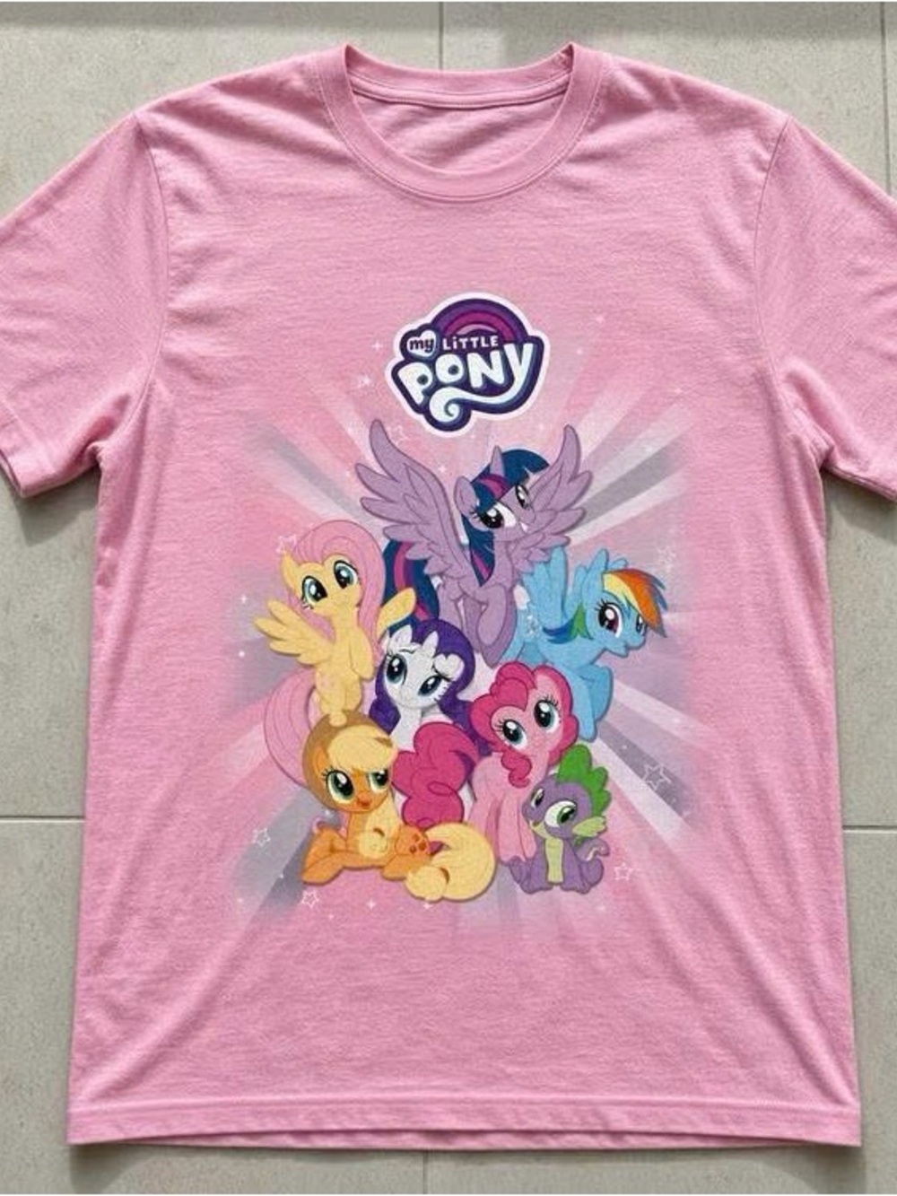 My Little Pony Pink Graphic Tee with Colorful Characters